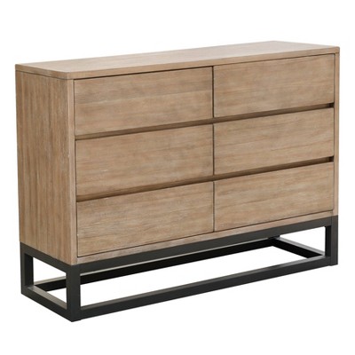 Modern 6 Drawer Dresser Natural - HomeFare