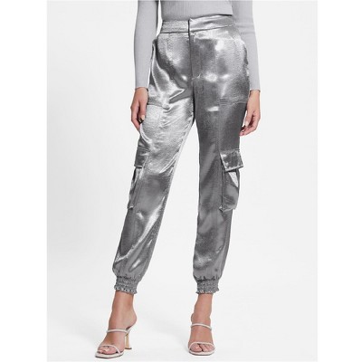 GUESS Womens Satin Cargo Casual Jogger Pants