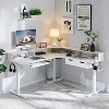 60" L-Shaped Corner Gaming Desk with 2 Drawers, Electric Standing Desk with Power Outlets & LED Lighting - 2 of 4
