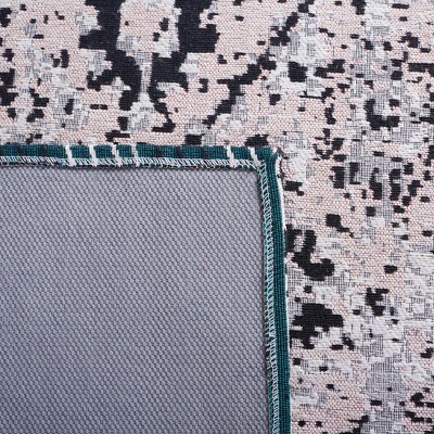 Gray Rectangular Cotton Synthetic Washable Area Rug
