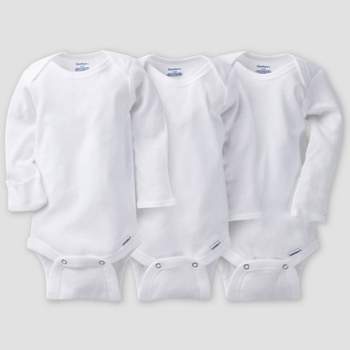 Gerber Baby 3pk Long Sleeve Bodysuit - White Newborn