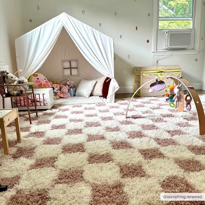 Hauteloom Atira Pink Checkered Shag Rug