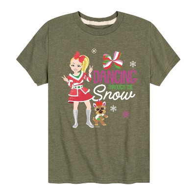 JoJo Siwa Dancing Through The Snow Short Sleeve Graphic T-Shirt - Heather Military Green - 2T