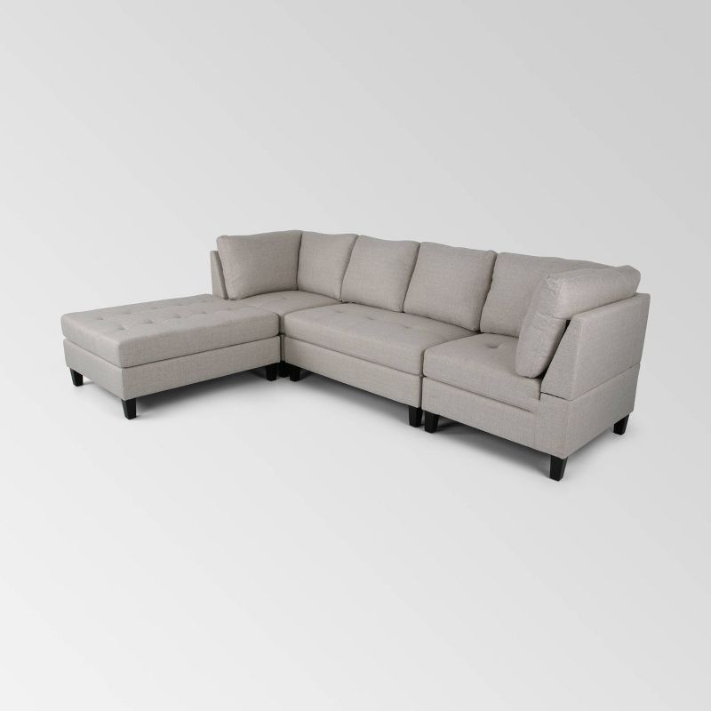 4pc Beckett Contemporary Sectional and Ottoman Set Beige - Christopher Knight Home, 1 of 8
