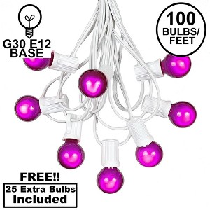 Novelty Lights 100 Feet G30 Globe Outdoor Patio String Lights, White Wire - 1 of 4
