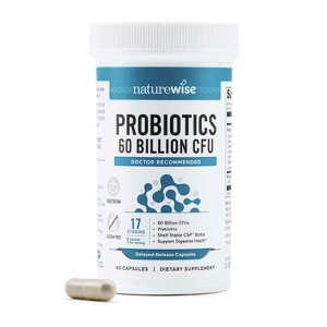 NatureWise Probiotics - 17 Strains + Organic Prebiotics - Immune, Digestive & Gut Health Support for Women & Men - Non-GMO - 1 of 4