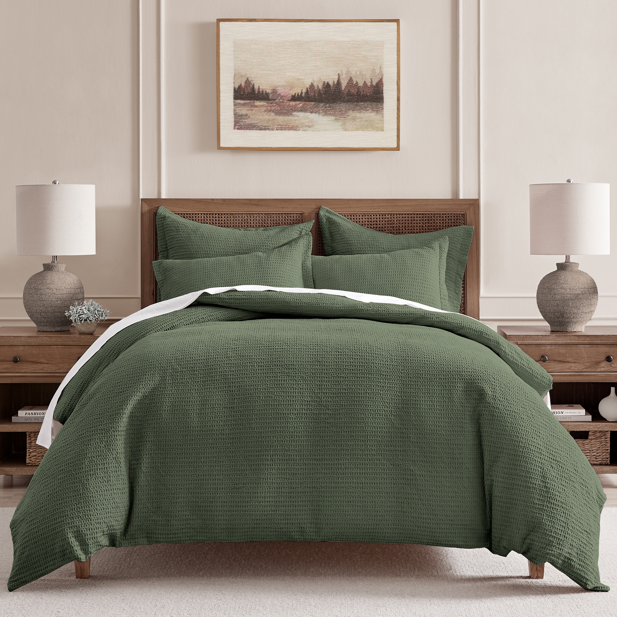 Cloud Waffle Forest Green Full/Queen Comforter Set - Levtex Home