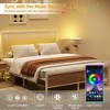 Full Size Rattan Bed Frame with Led Light Headboard, Cane Boho Bed Frames with Heavy Duty Sturdy Steel Slat Support, No Box Spring Needed, White - image 4 of 4