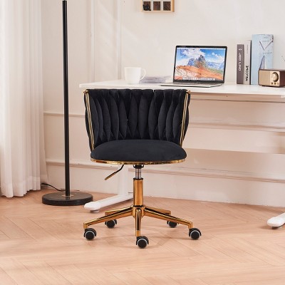 Office Desk Chair, Upholstered Swivel Chair With Adjustable Swivel Wheels, Office Chair For Living Room, Accent Chairs Swivel-Cuddlewood