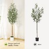 Acekool Faux Olive Tree with 2 Natural Wood Trunks, Adjustable Silk Leaves, White Cement-Filled Planter, Indoor Floor Plant, 1 or 2 PCS - 4 of 4