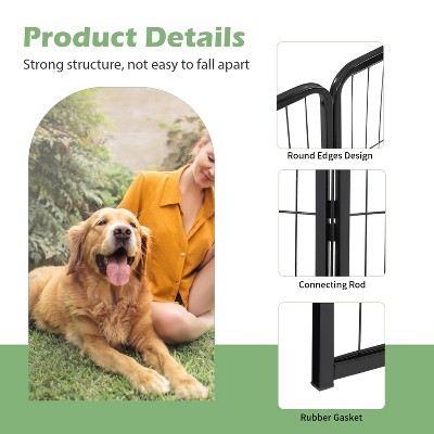 Black Metal 32" Height 16-Panel Dog Playpen with Doors