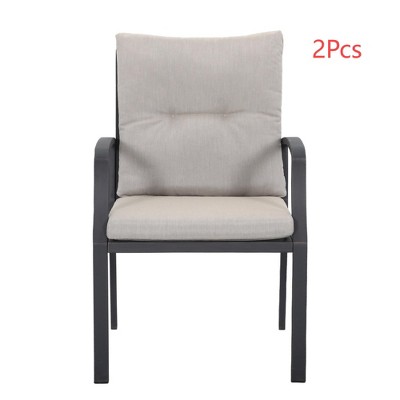 Cesicia  23.3'' L x 24.9'' W x 34.6''H 2-Piece Gray Aluminum Dining Chairs Set with Seat & Back Cushions