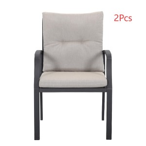 Cesicia  23.3'' L x 24.9'' W x 34.6''H 2-Piece Gray Aluminum Dining Chairs Set with Seat & Back Cushions - 1 of 4
