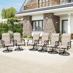 Captiva Designs Outdoor PatioDining Steel Swivel Chairs with Padded Textilene - 1 of 4