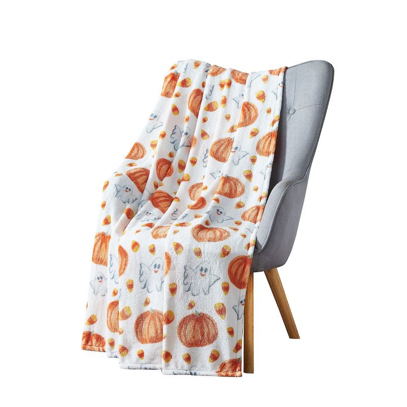 Kate Aurora Halloween Friendly Ghosts, Pumpkins & Candy Corns Oversized Accent Throw Blanket - 50 In. W X 70 In. L, 2 of 3