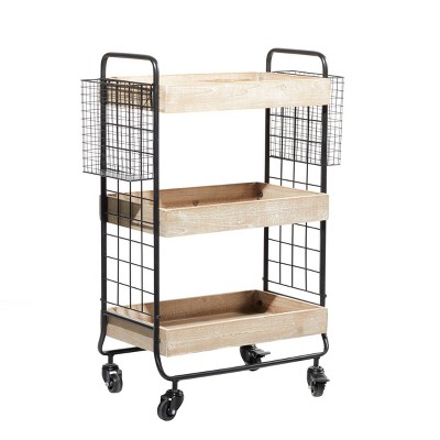 Farmhouse Wood Bar Cart Brown - Olivia & May