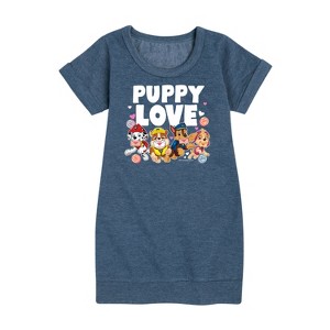Girls' - Paw Patrol - Puppy Luv Graphic Short Sleeve Fleece Dress - 1 of 4
