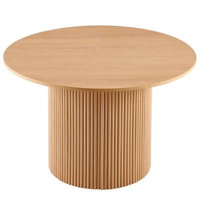 Maliang 47 Inch Round Dining Table for 4, with Wood Strip Base for Kitchen Living Room