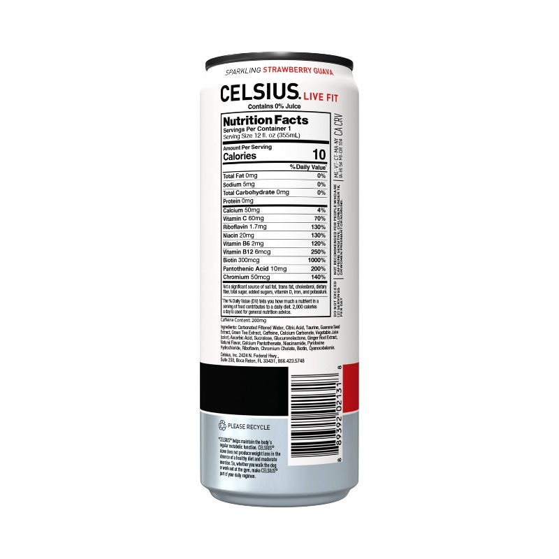 Celsius Sparkling Strawberry Guava Energy Drink - 12 fl oz Can, 4 of 9