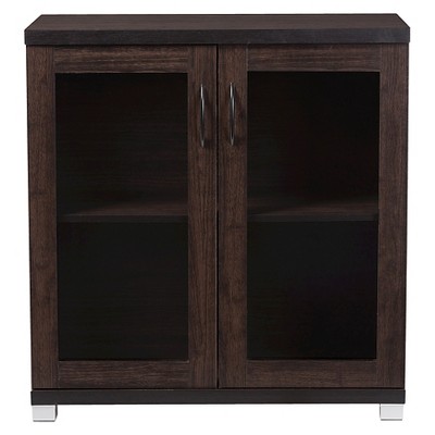 Zentra Dark Brown Glass Door Sideboard Storage Cabinet
