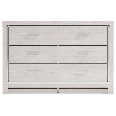 White Pearlized 6-Drawer Glam Double Dresser