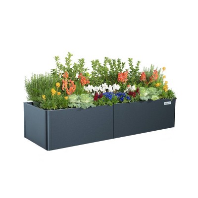 Vego Garden Tall Modern Rectangular Raised Metal Outdoor Planter Box