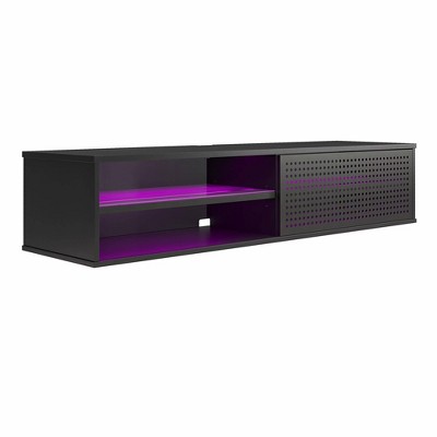 Contemporary Black MDF 62" Floating TV Stand with LED Lights
