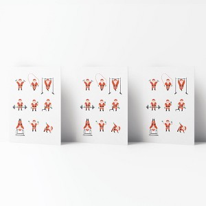 Holiday Winter Card Pack (3ct) Santa Working Out by Ramus & Co - 1 of 4