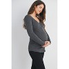 Hello Miz Women's Ribbed Sweetheart Neck Long Sleeve Maternity Top - 2 of 4