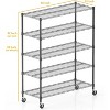 HOMDOX 48"W x 18"D x 82"H Wire Shelving Unit 3000LBS Capacity, 5-Tier Metal Storage Shelves with Wheels, Heavy Duty Adjustable Rack, Black - 3 of 4