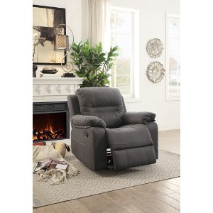 Leatherette Upholstered Glider Rocker Recliner Motion Chair with Cushion Seat, Extra Padding, Pine Wood Frame and Metal Reclining Mechanism - 1 of 4