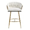 Beige Counter Height Bar Stools Velvet Kitchen Island Counter Bar Stools - 3 of 4