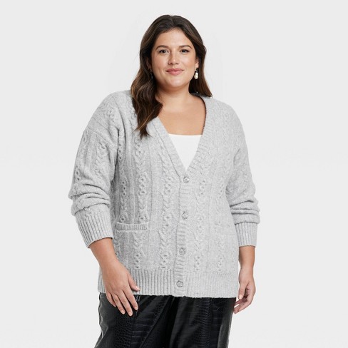 Women's Cardigan Sweater - A New Day™ Gray 4x : Target