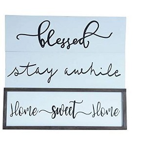 TX USA Corporation Farmhouse Wall Decorative Sign with 6 Interchangeable Phrases - 1 of 2