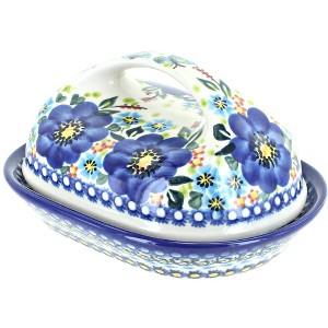 Blue Rose Polish Pottery 331 Vena Butter Dish - 1 of 2