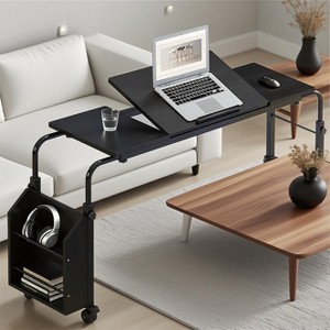 Overbed Table with Wheels, 47.24 in Laptop Desk Cart, Table Over The Bed Table Adjustable Height and Length for Hospital and Home use - 1 of 4