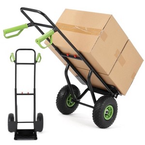 400lbs Hand Truck Dolly, Heavy Duty Steel Dolly Cart with 10" Rubber Tires & 35" - 45" Telescoping Handle for Warehouse, Supermarket, Garage - 1 of 4