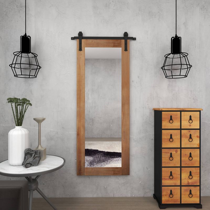 71&#34; x 34&#34; Wood Wall Mirror with Metal Hanging Rod Brown - Olivia &#38; May, 5 of 34