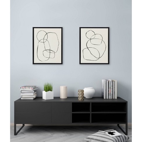 (Set of 2) Sylvie Going in Circles Framed Textured Canvas Set by Teju Reval - Kate & Laurel All Things Decor - image 1 of 4