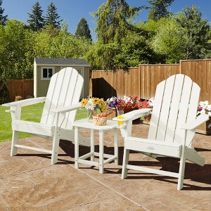 Costway 3PCS Patio Adirondack Chair & Side Table Set Weather Resistant w/ Cup Holder - 1 of 4