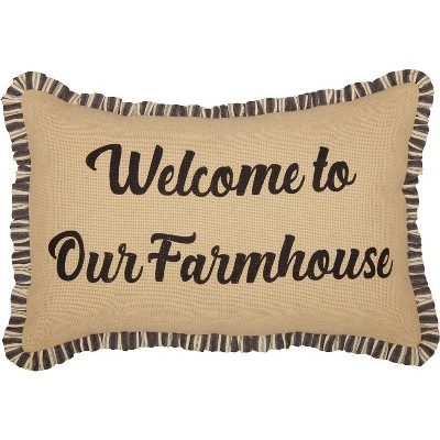 Ashmont Burlap Vintage Welcome to Our Farmhouse Pillow 14x22 VHC Brands