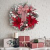 COZONY 24 Inch Pre-Lit Christmas Wreath with Timer, Battery Operated Wreath with 20 Lights Flower Bow Pine Cones for Front Door Indoor Outdoor - 2 of 4