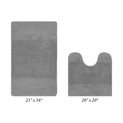 Granada 2 Piece Bath Rug Set 100% Premium Cotton Tufted Non-Slip Backing Bathmats for Bathroom, Super Soft Absorbent, Machine Washable
