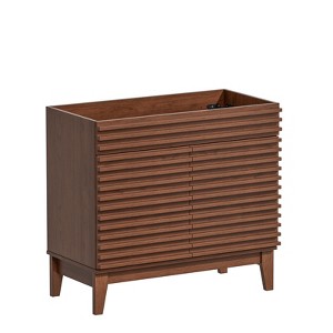 APRILSOUL  Bathroom Vanity, Mid-Century Bathroom Vanity with 2 Soft Closing Doors, Freestanding Bathroom with Wood Grain Laminate - 1 of 4