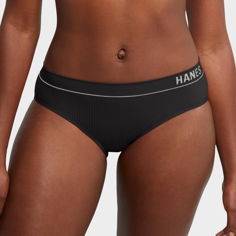 Hanes Originals Women&#39;s 3pk Ribbed Bikini Underwear - Black/Beige, 2 of 7