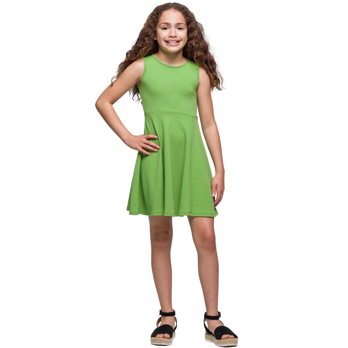 Girls Sleeveless Knee Length Fit and Flare Dress - 24sevenKid™