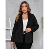 Plus Size Women's Suede Jacket Long Sleeve Casual Blazer Coat Soft Faux Leather Outerwear - 3 of 4