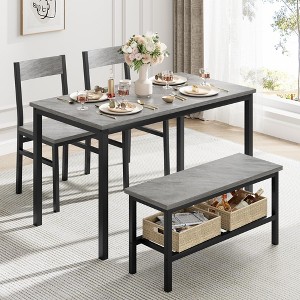 Dining Table Set for 4, Modern Kitchen Table with Chairs and Bench for Small Space, 4-Person Dining Room Table Set with Metal Frame and Storage Rack - 1 of 4