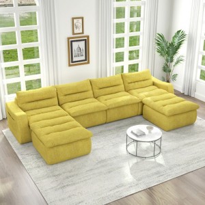 Orange Modular Bean Bag Sofa, No-Assembly Comfort for Living Room - 1 of 4