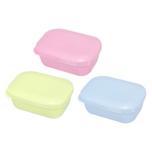 Unique Bargains Travel Camping Lightweight Plastic Bar Soap Dish Container Case 3 Pcs - 1 of 4